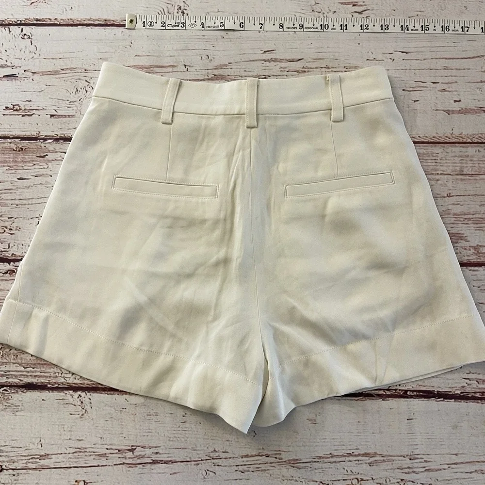 A.L.C. White Shorts High Waist Size 4 Women's Summer Viscose Blend‎ Luxury - Picture 9 of 10